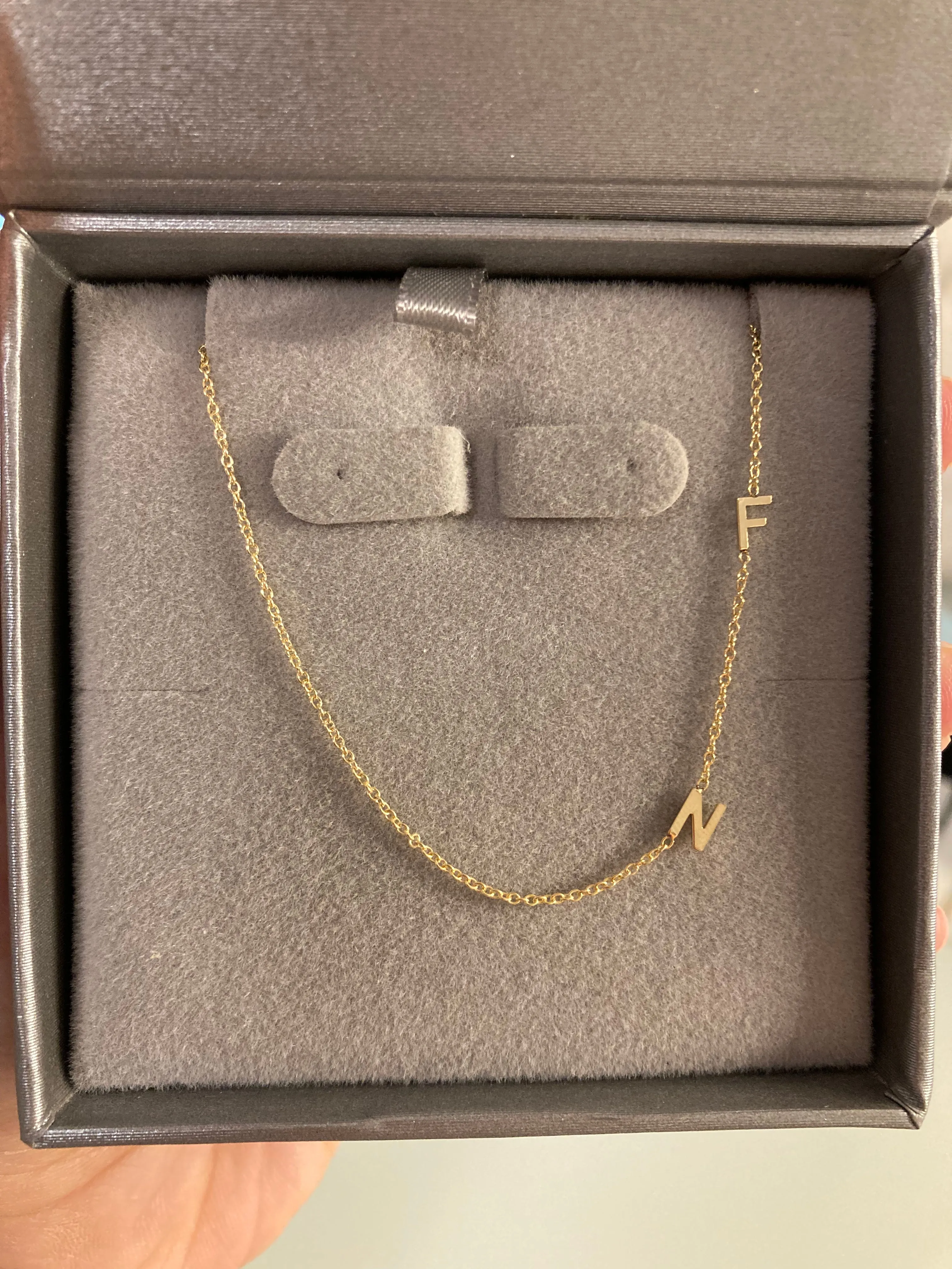 14K Gold Asymmetrical Initial Necklace