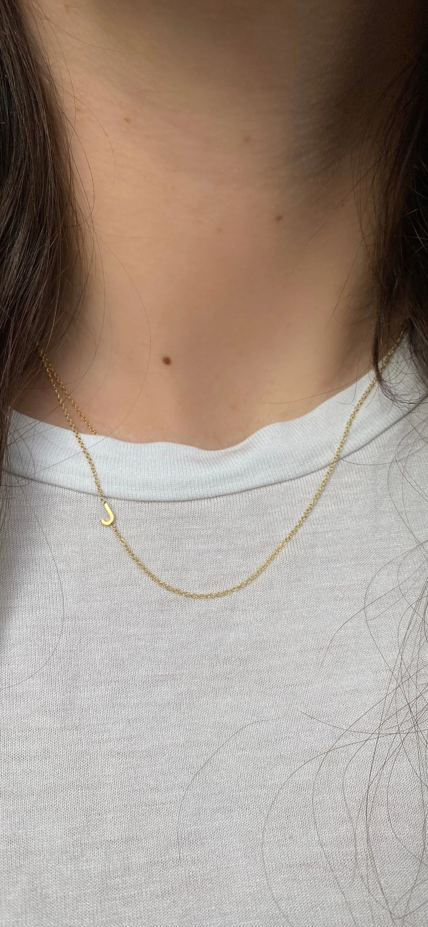 14K Gold Asymmetrical Initial Necklace