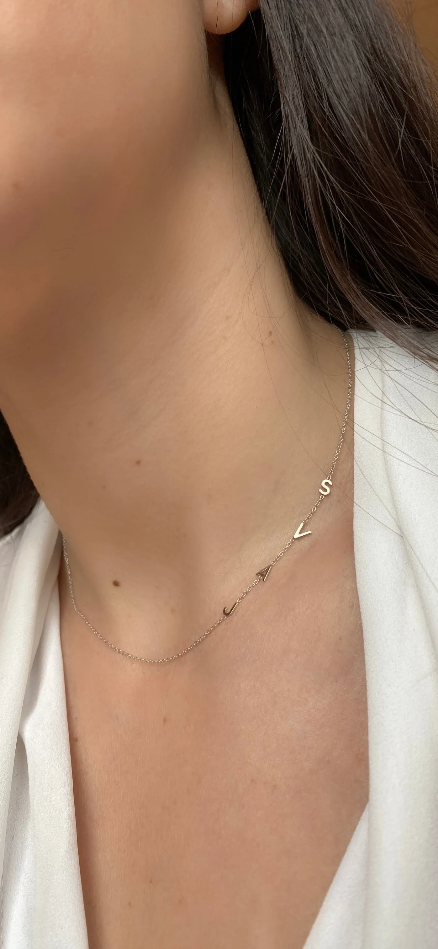 14K Gold Asymmetrical Initial Necklace