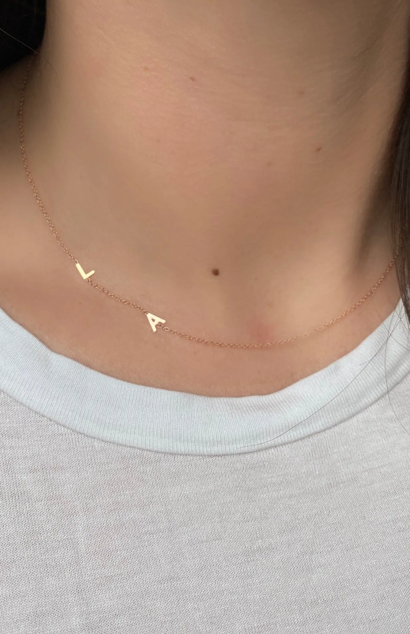 14K Gold Asymmetrical Initial Necklace