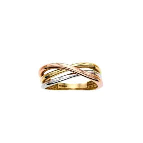 14k Tri Color Gold Shiny Fancy Womens Ring, Size 7