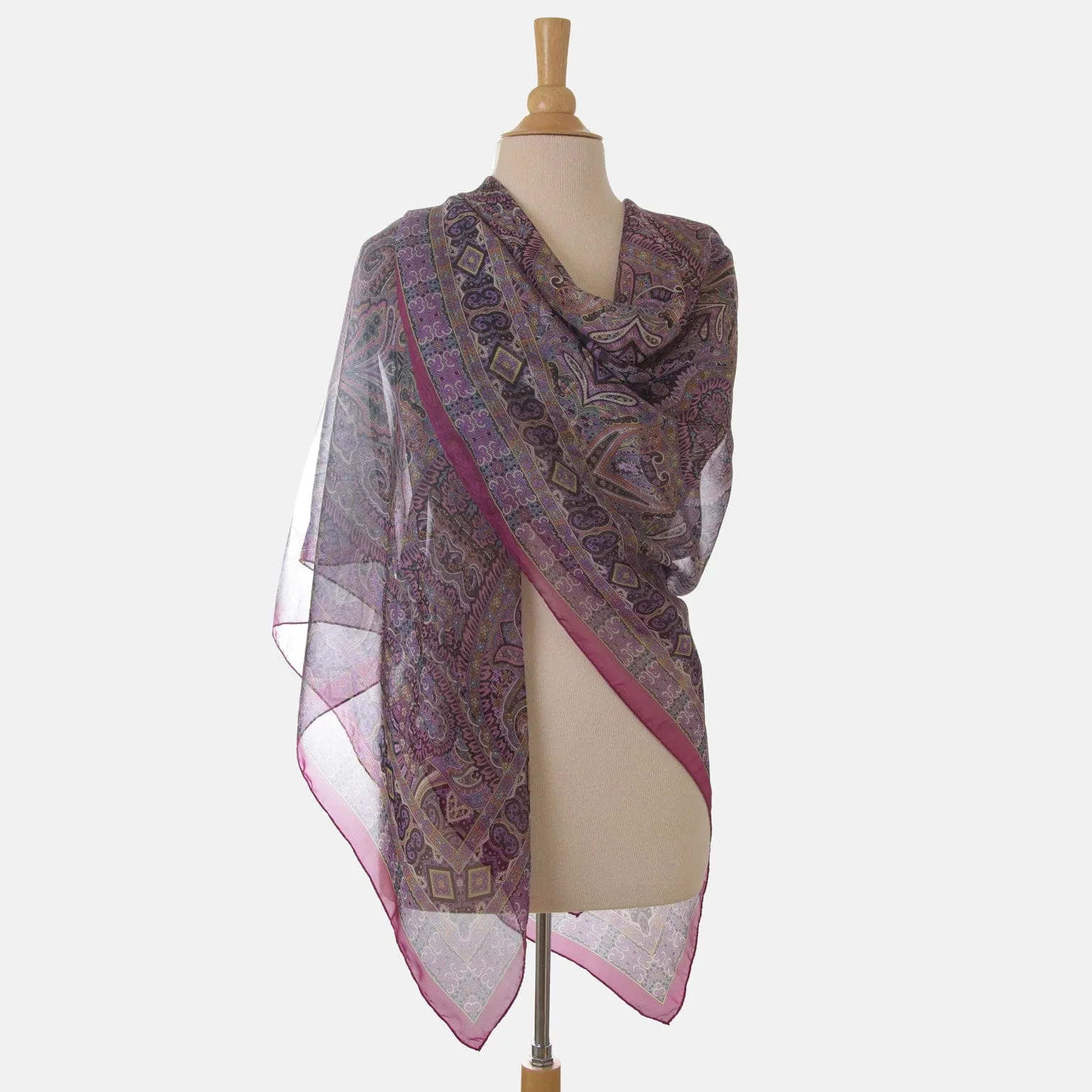 Ambra - Large Silk Scarf - Raspberry