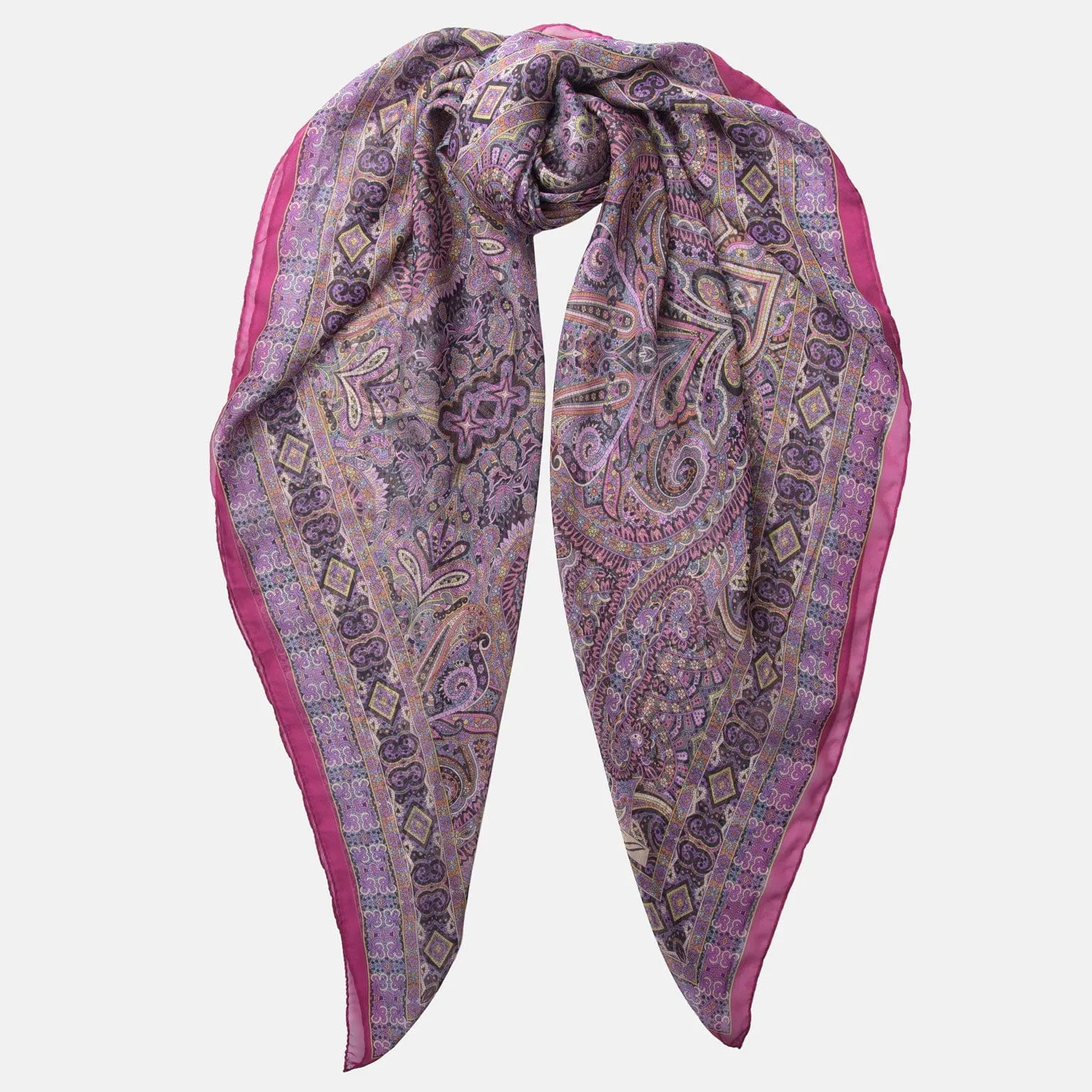 Ambra - Large Silk Scarf - Raspberry