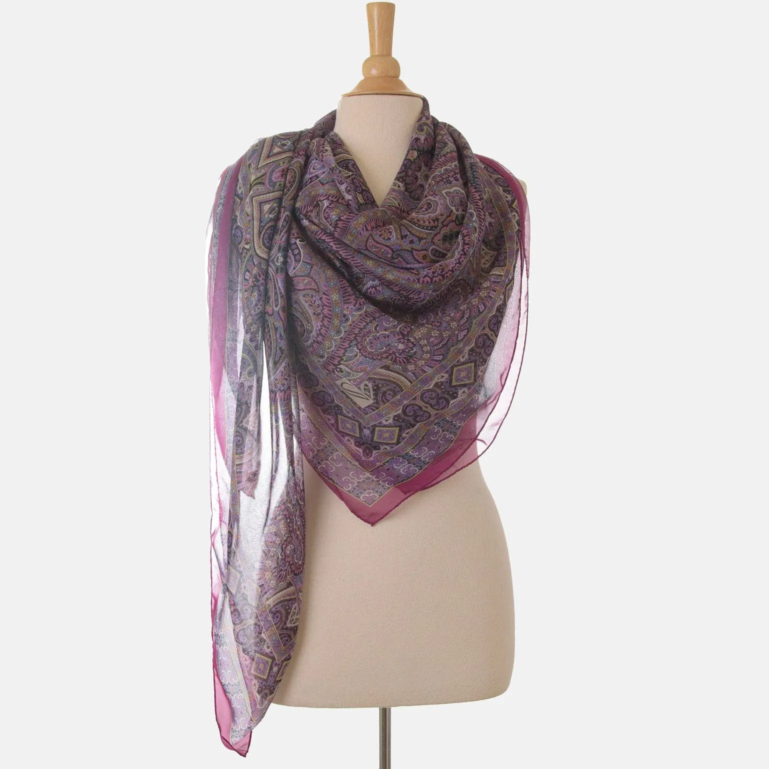 Ambra - Large Silk Scarf - Raspberry