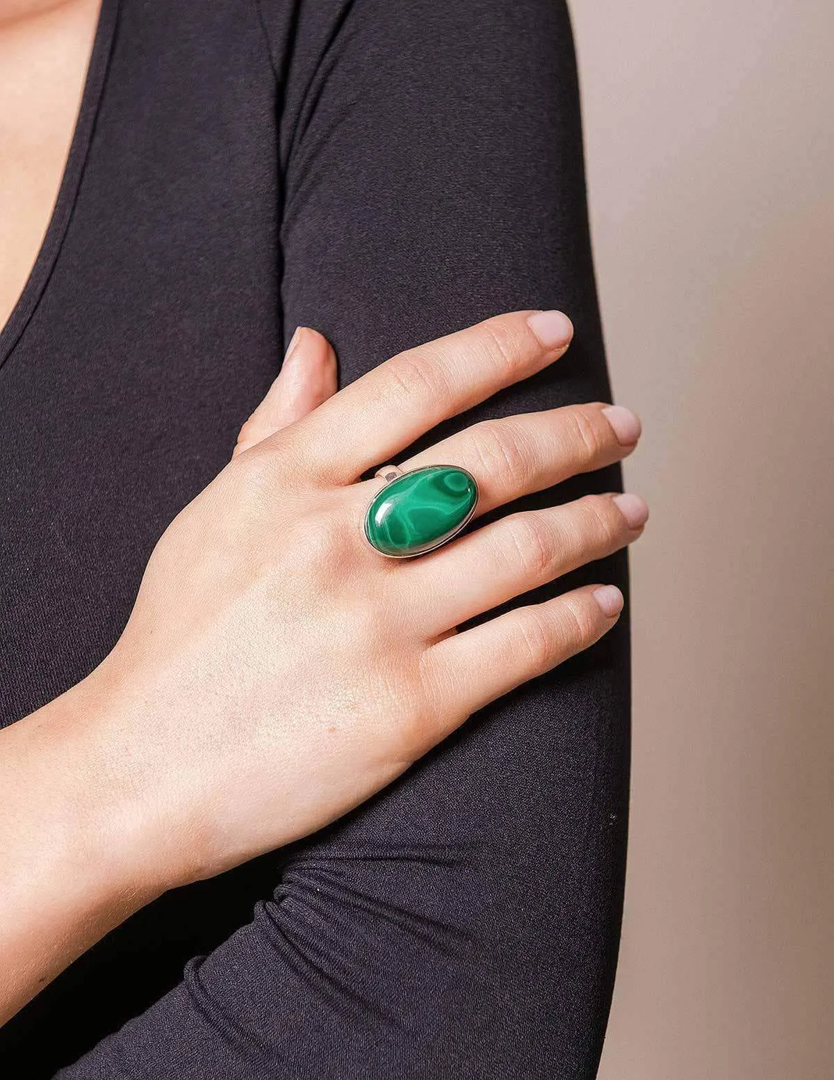 As Is - Malachite Gemstone Ring - Adjustable