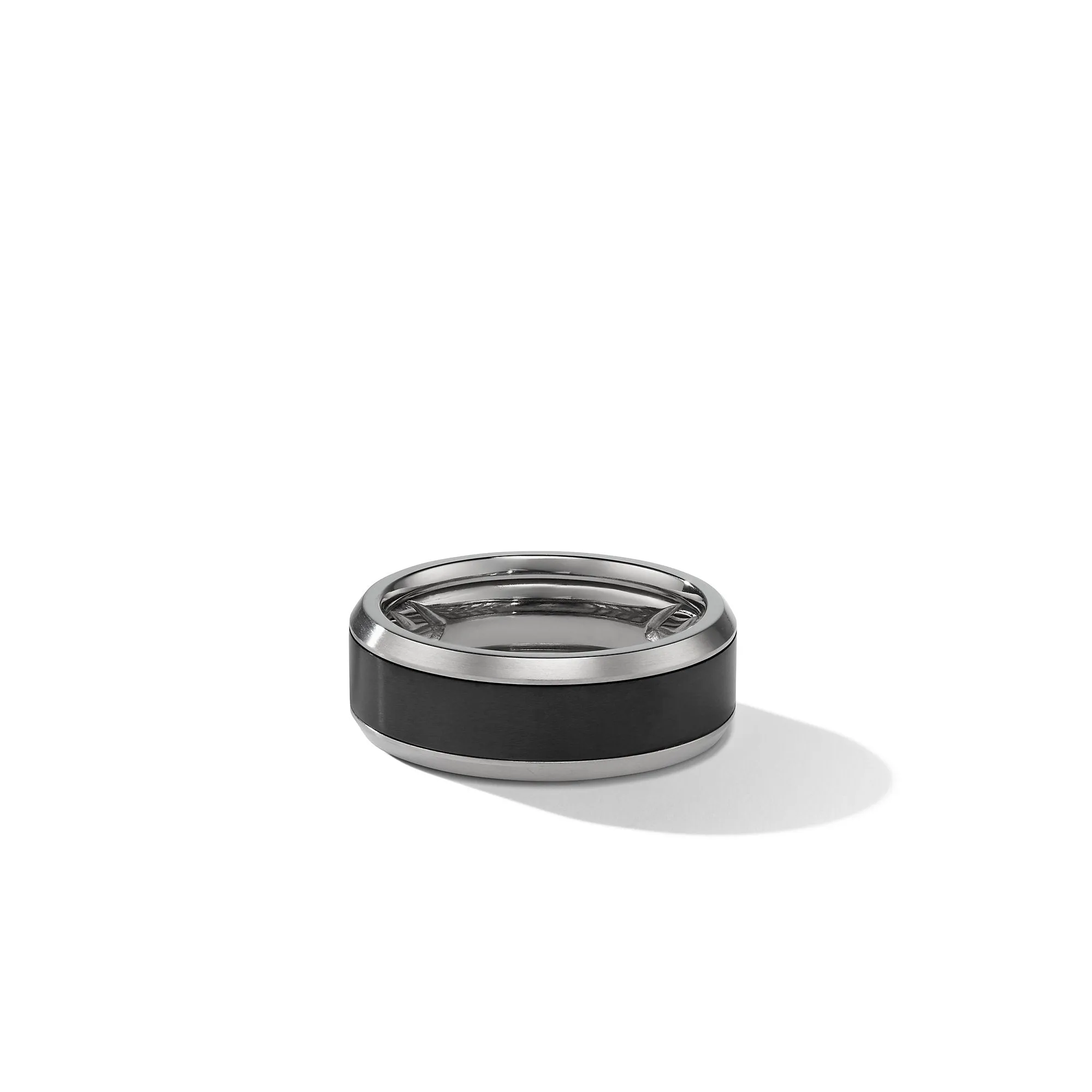 Beveled Band Ring in Grey Titanium with Black Titanium\, 8.5mm