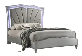 Bowfield Queen Upholstered Bed With LED Lighting Grey - 310048Q