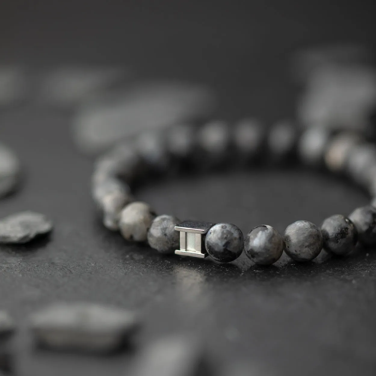 Bracelet with 8mm Larvikite stone