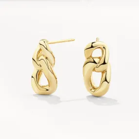 Curb Chain Link Stud Earrings in Gold