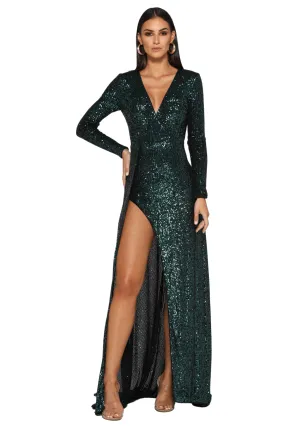 Elle Zeitoune Fontaine Sequin Gown (Emerald Green)- $389