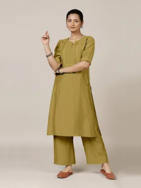 Esha x Rozaana | A Line Kurta in Dijon Mustard with Thread Work | Coords or Only Kurta