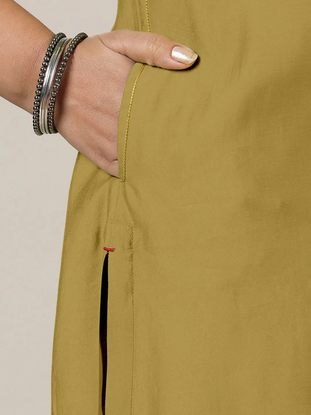 Esha x Rozaana | A Line Kurta in Dijon Mustard with Thread Work | Coords or Only Kurta