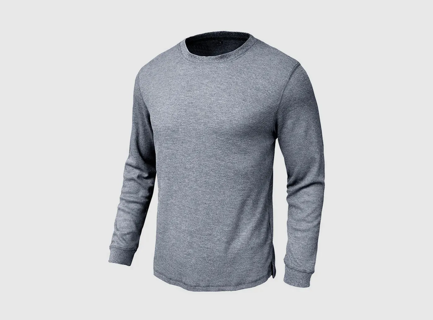 FitVille Men's Waffle-Knit Long-Sleeve Outdoor Crewneck