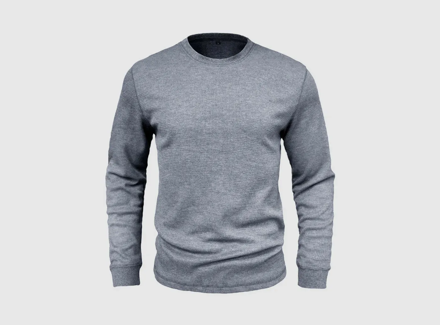 FitVille Men's Waffle-Knit Long-Sleeve Outdoor Crewneck