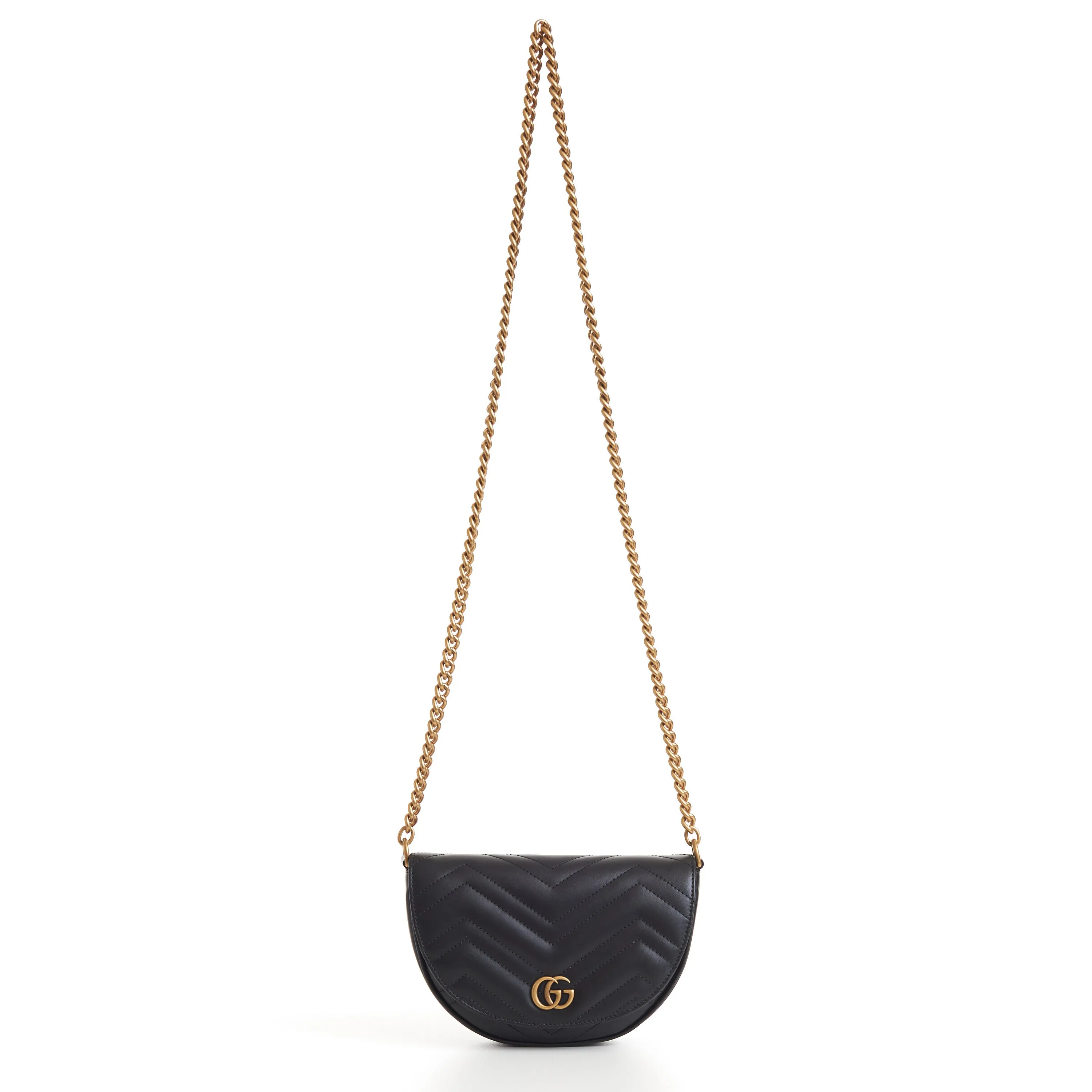 GG Marmont Matelassé Chain Mini Bag In Black Leather