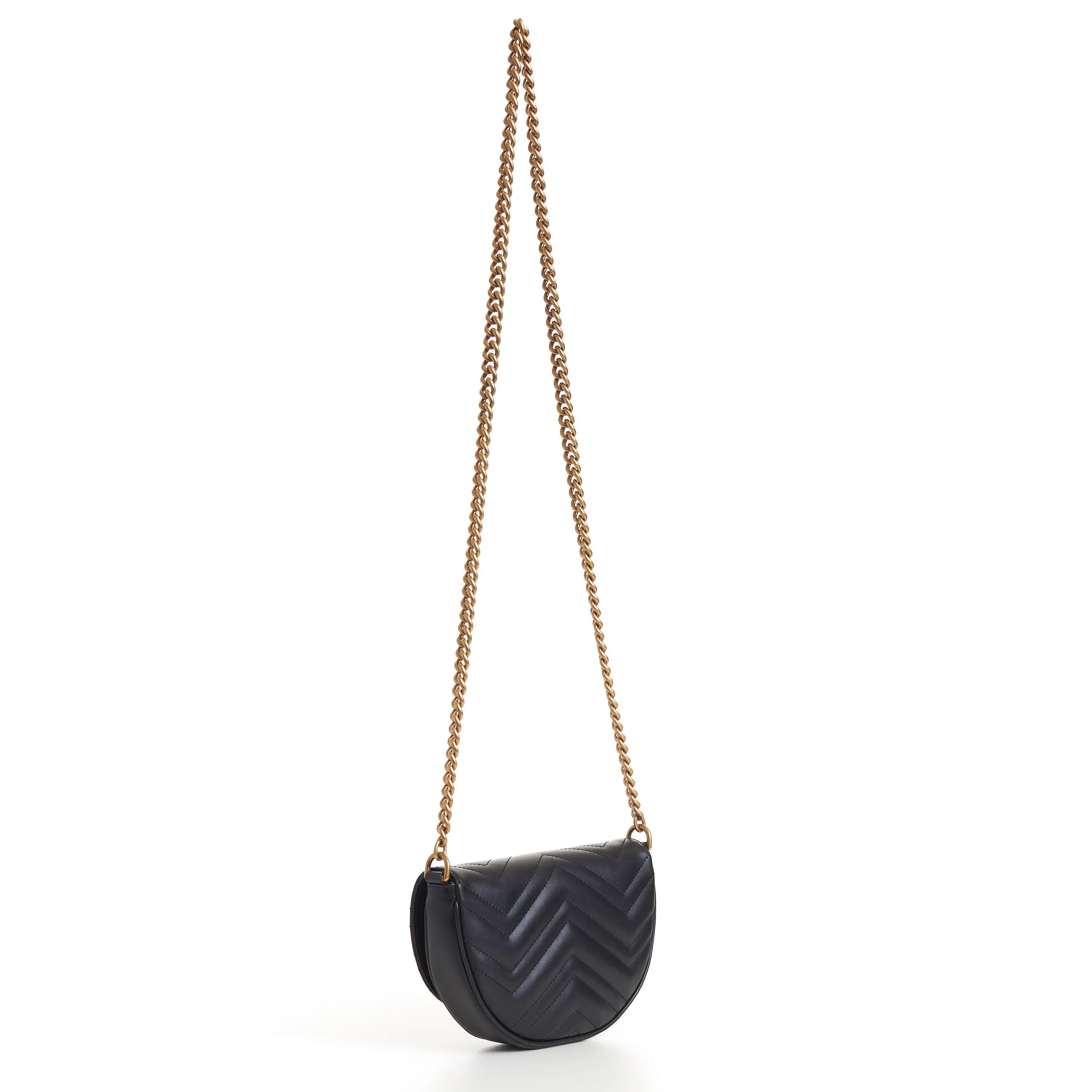 GG Marmont Matelassé Chain Mini Bag In Black Leather