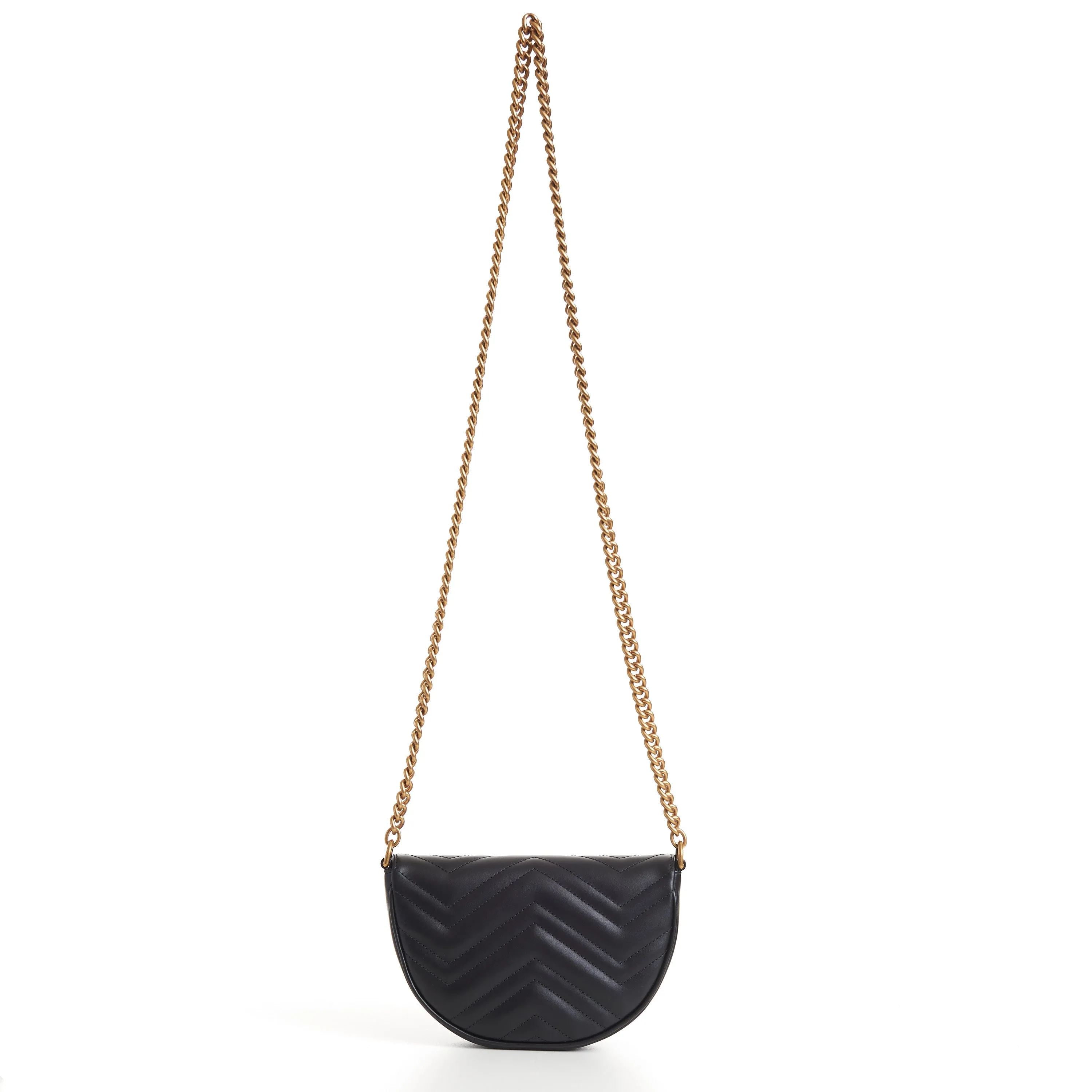 GG Marmont Matelassé Chain Mini Bag In Black Leather
