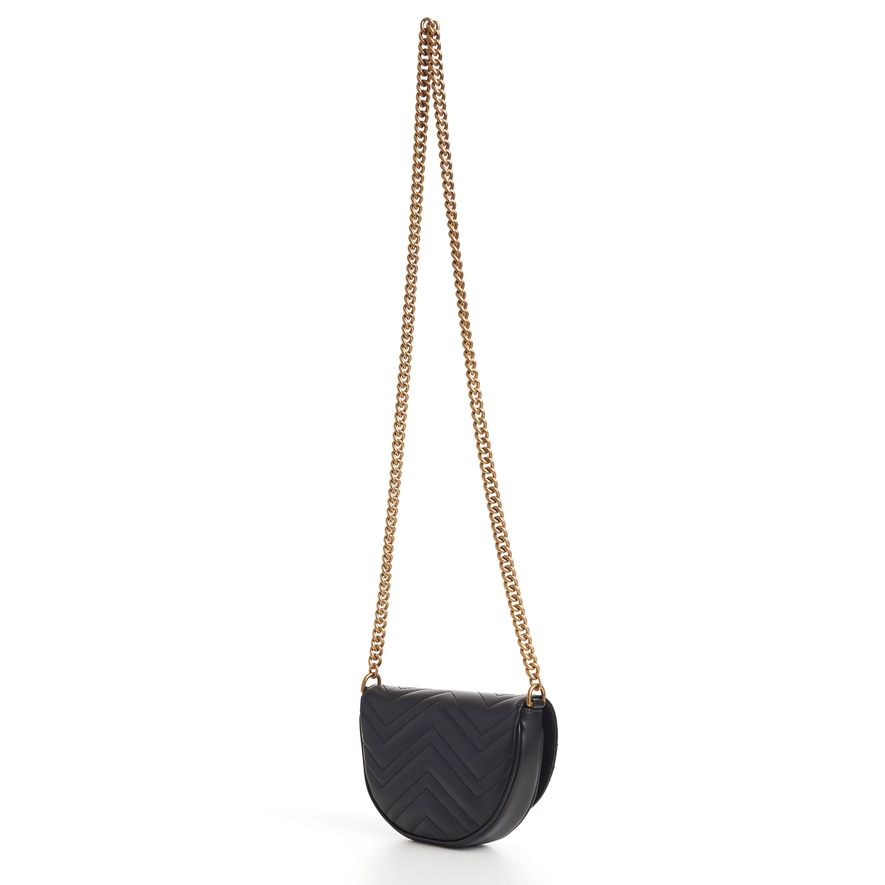 GG Marmont Matelassé Chain Mini Bag In Black Leather