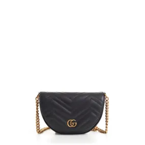 GG Marmont Matelassé Chain Mini Bag In Black Leather