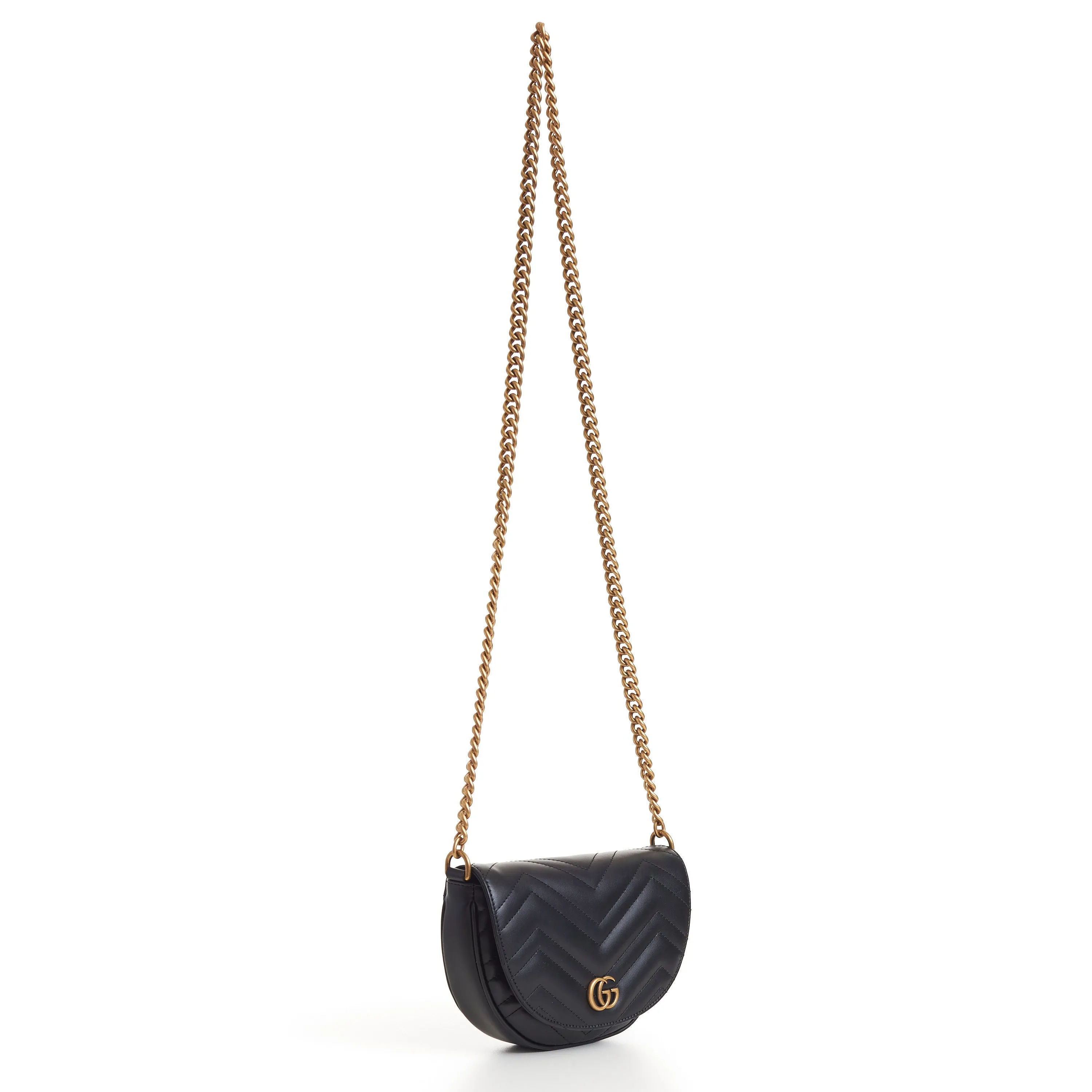 GG Marmont Matelassé Chain Mini Bag In Black Leather