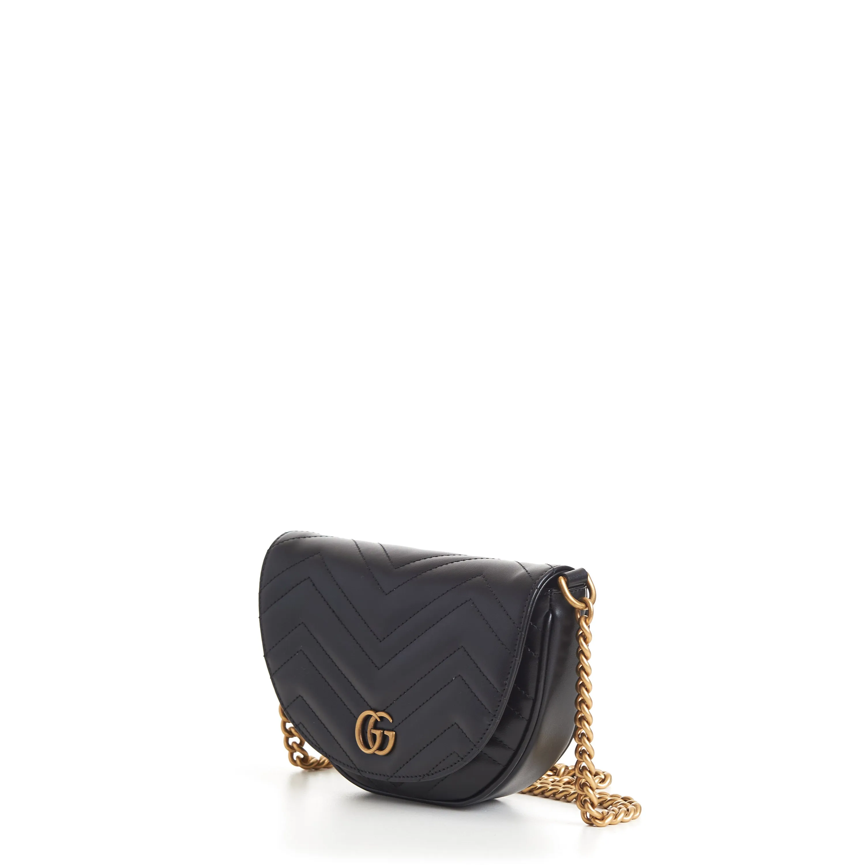 GG Marmont Matelassé Chain Mini Bag In Black Leather