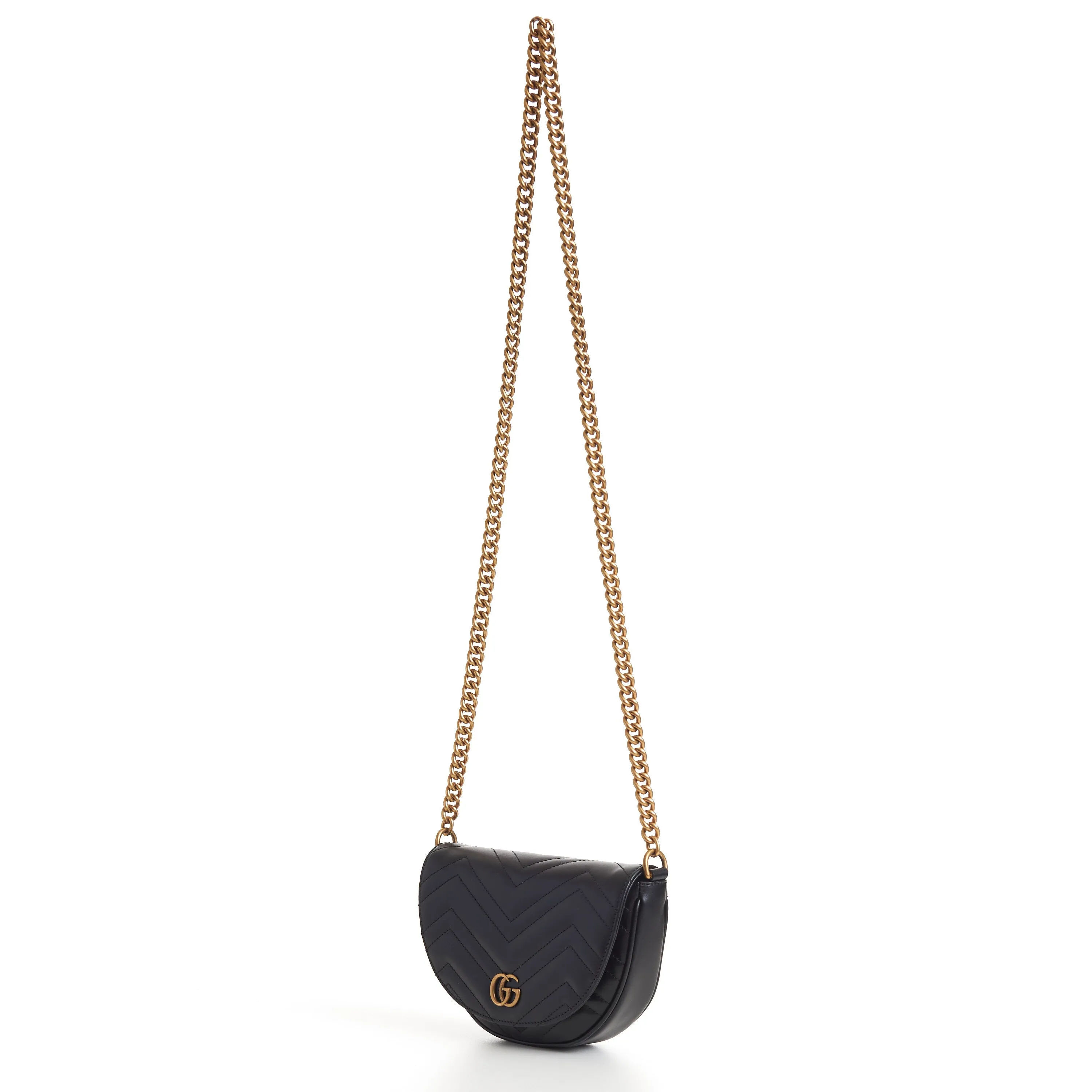 GG Marmont Matelassé Chain Mini Bag In Black Leather