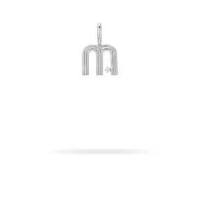 Groovy Diamond Initial Mini Bead Charm M in Sterling Silver