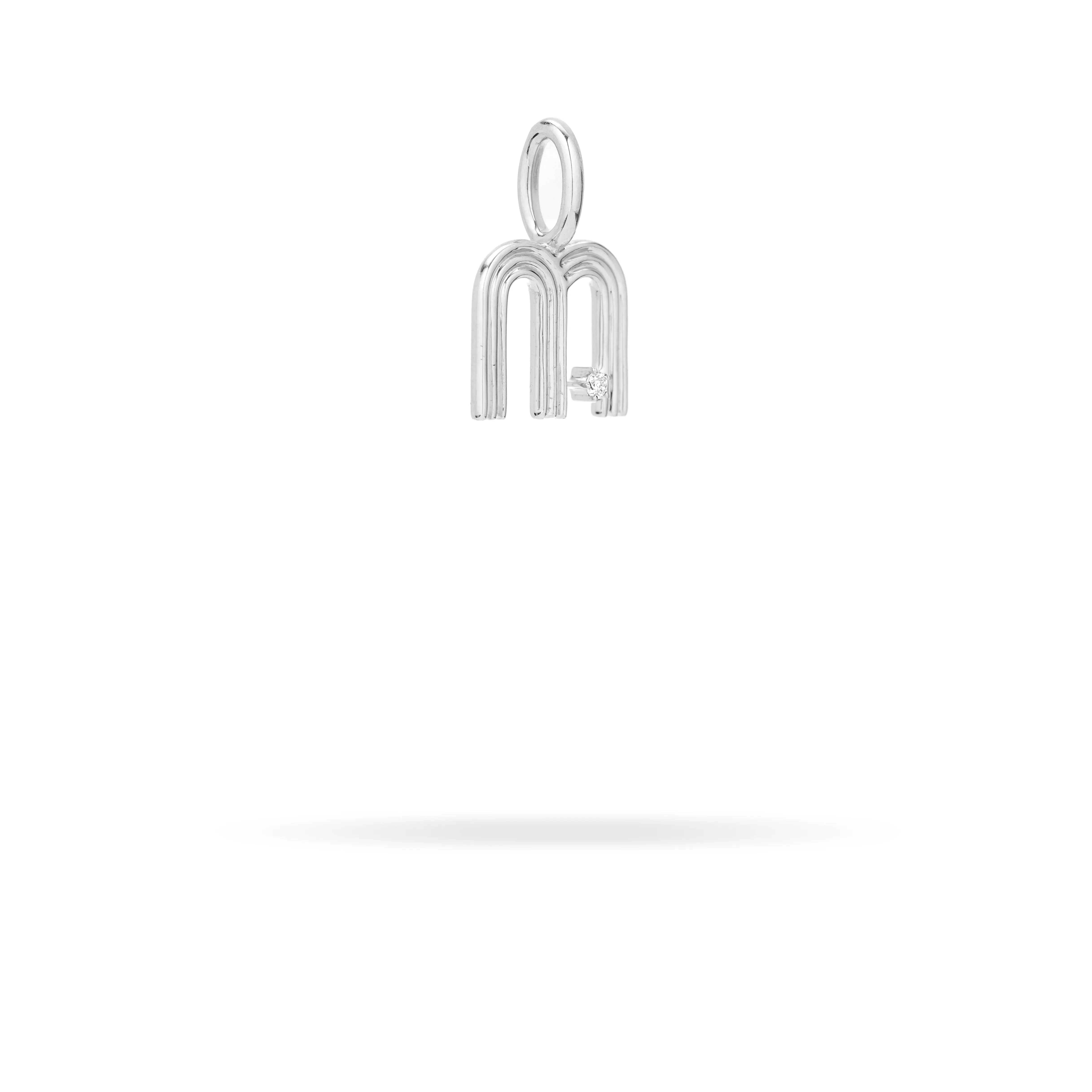 Groovy Diamond Initial Mini Bead Charm M in Sterling Silver
