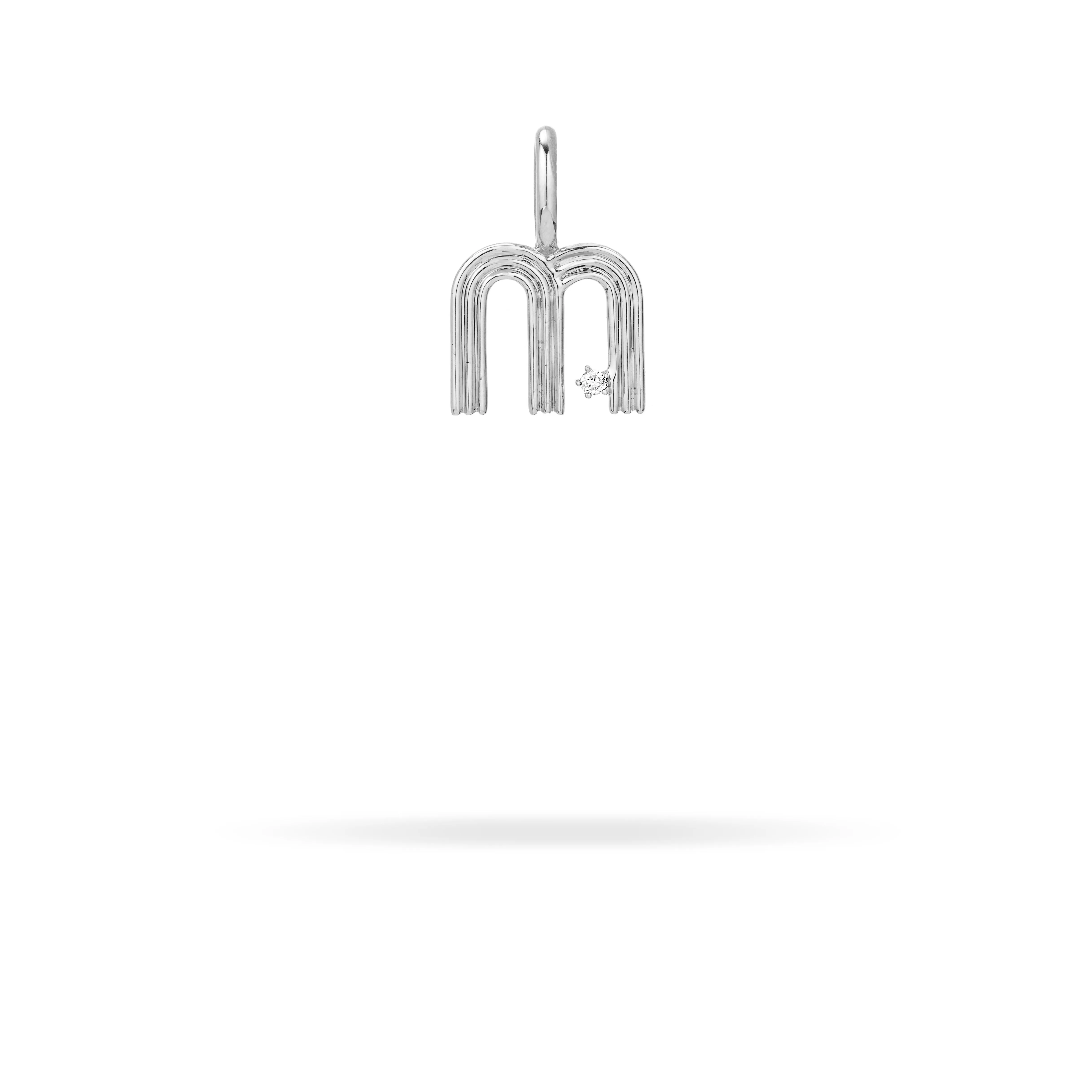 Groovy Diamond Initial Mini Bead Charm M in Sterling Silver