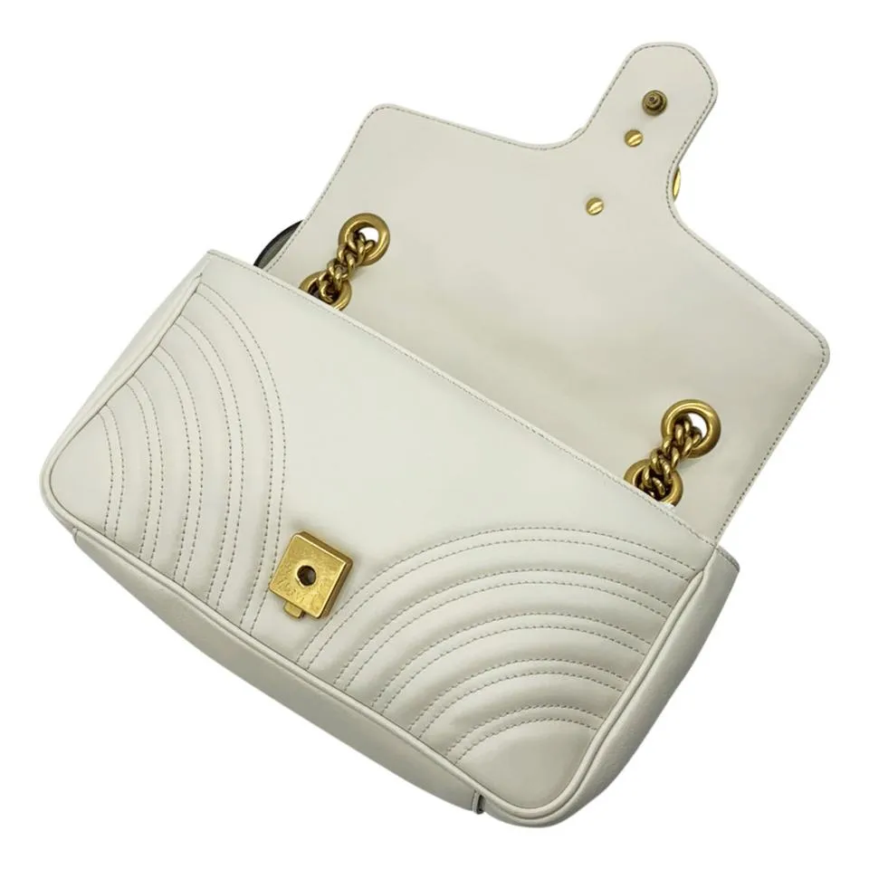 Gucci GG Marmont Mini White Leather Shoulder Bag