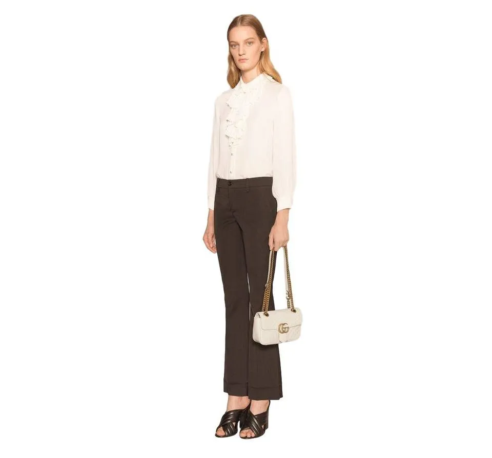 Gucci GG Marmont Mini White Leather Shoulder Bag