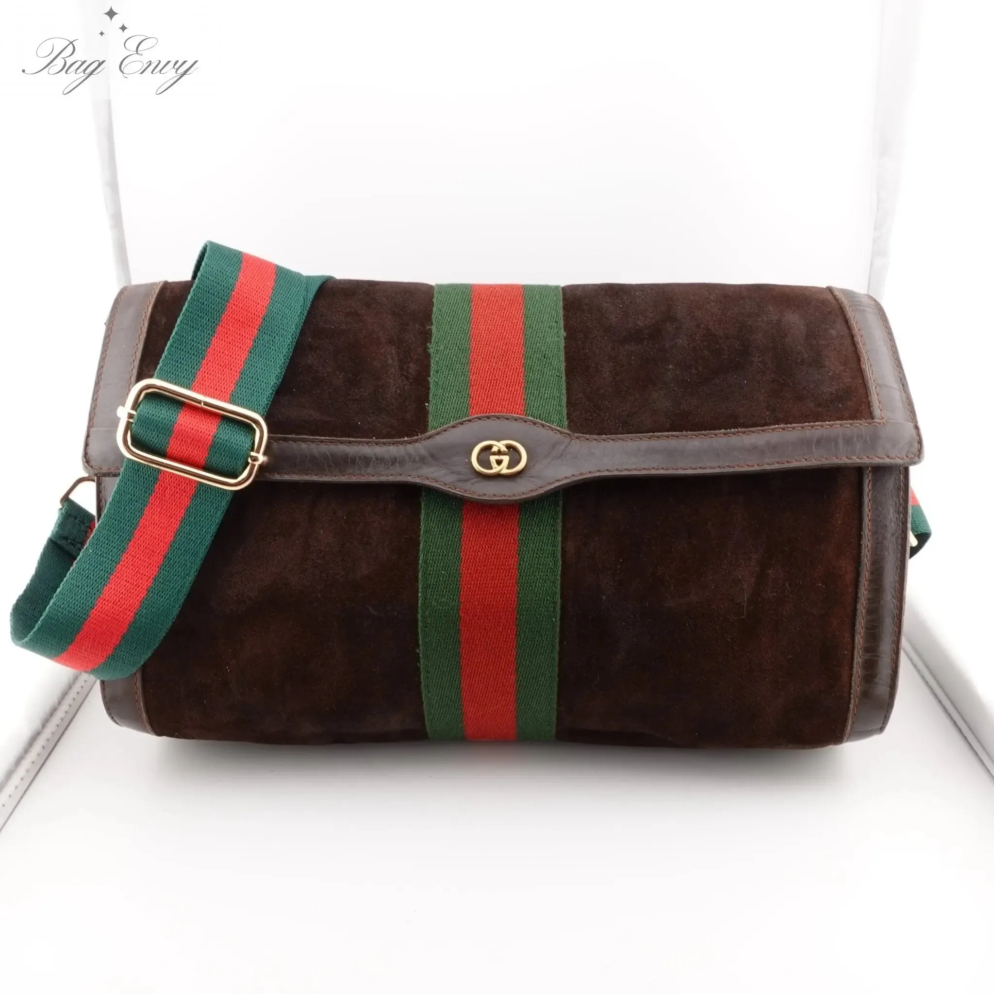 GUCCI Large Suede Ophidia Clutch with Strap