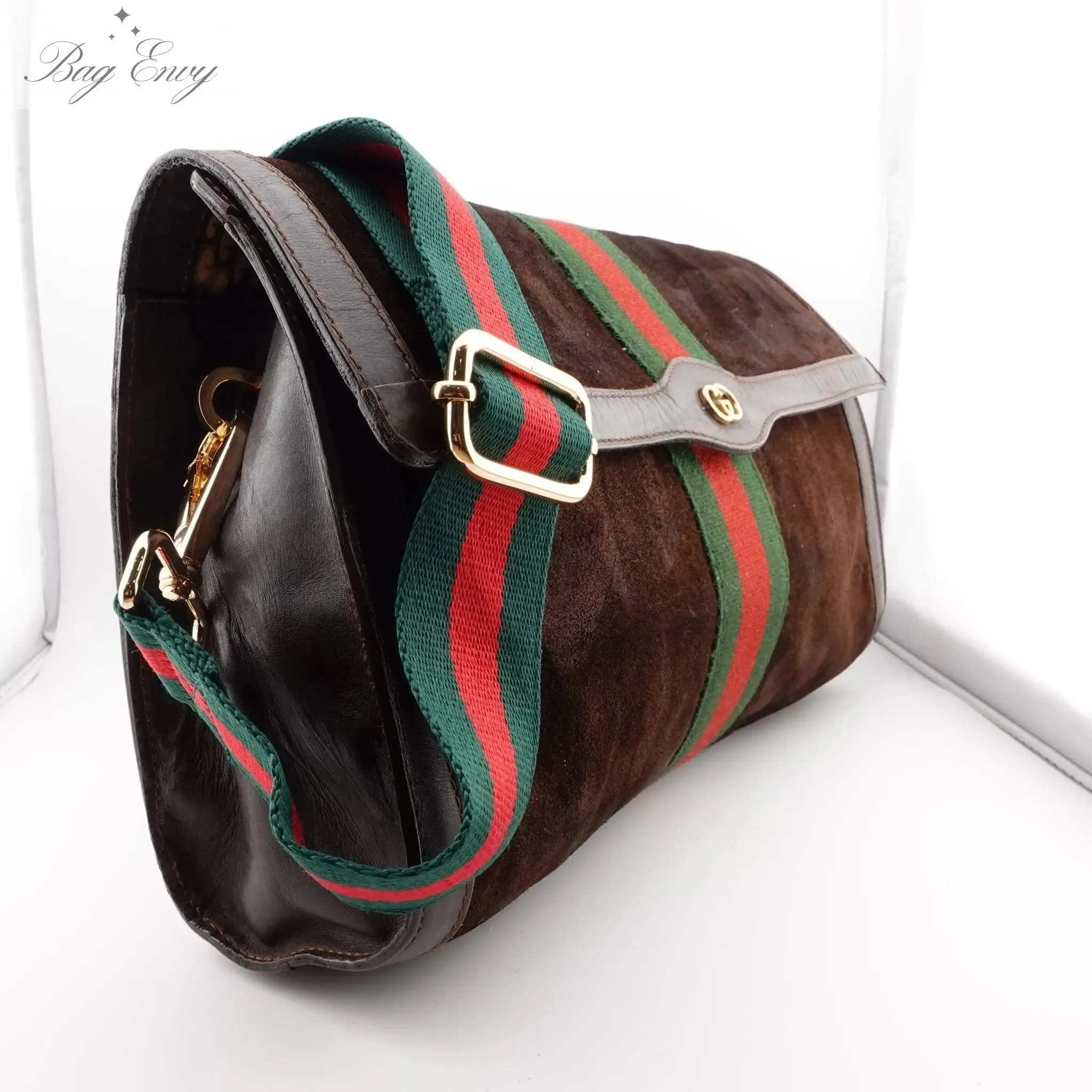 GUCCI Large Suede Ophidia Clutch with Strap