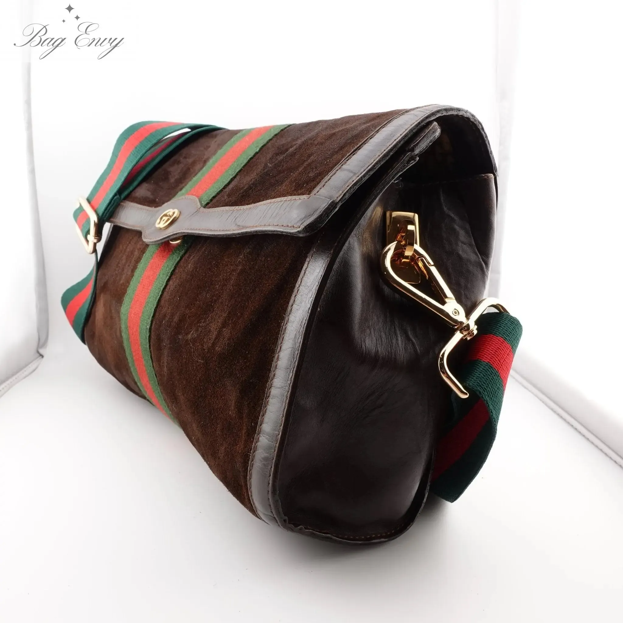 GUCCI Large Suede Ophidia Clutch with Strap