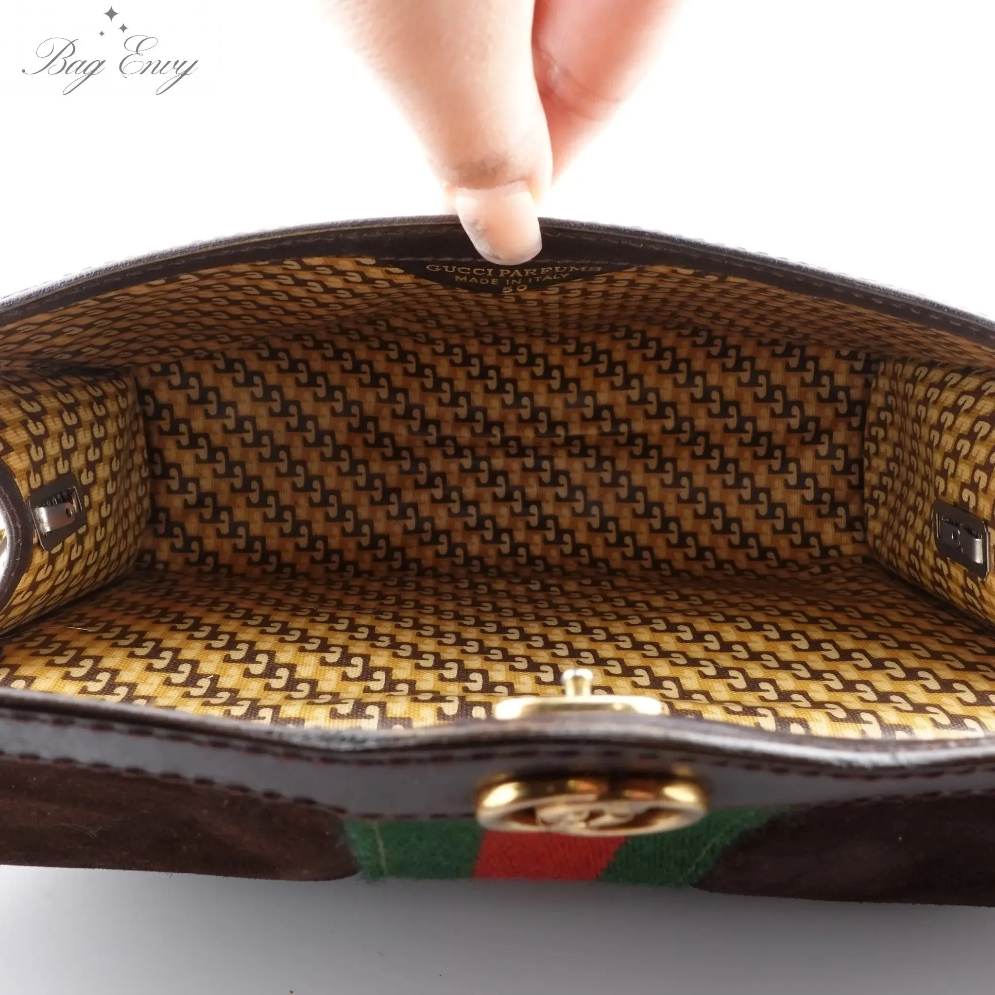 GUCCI Medium Suede Ophidia Clutch with Strap