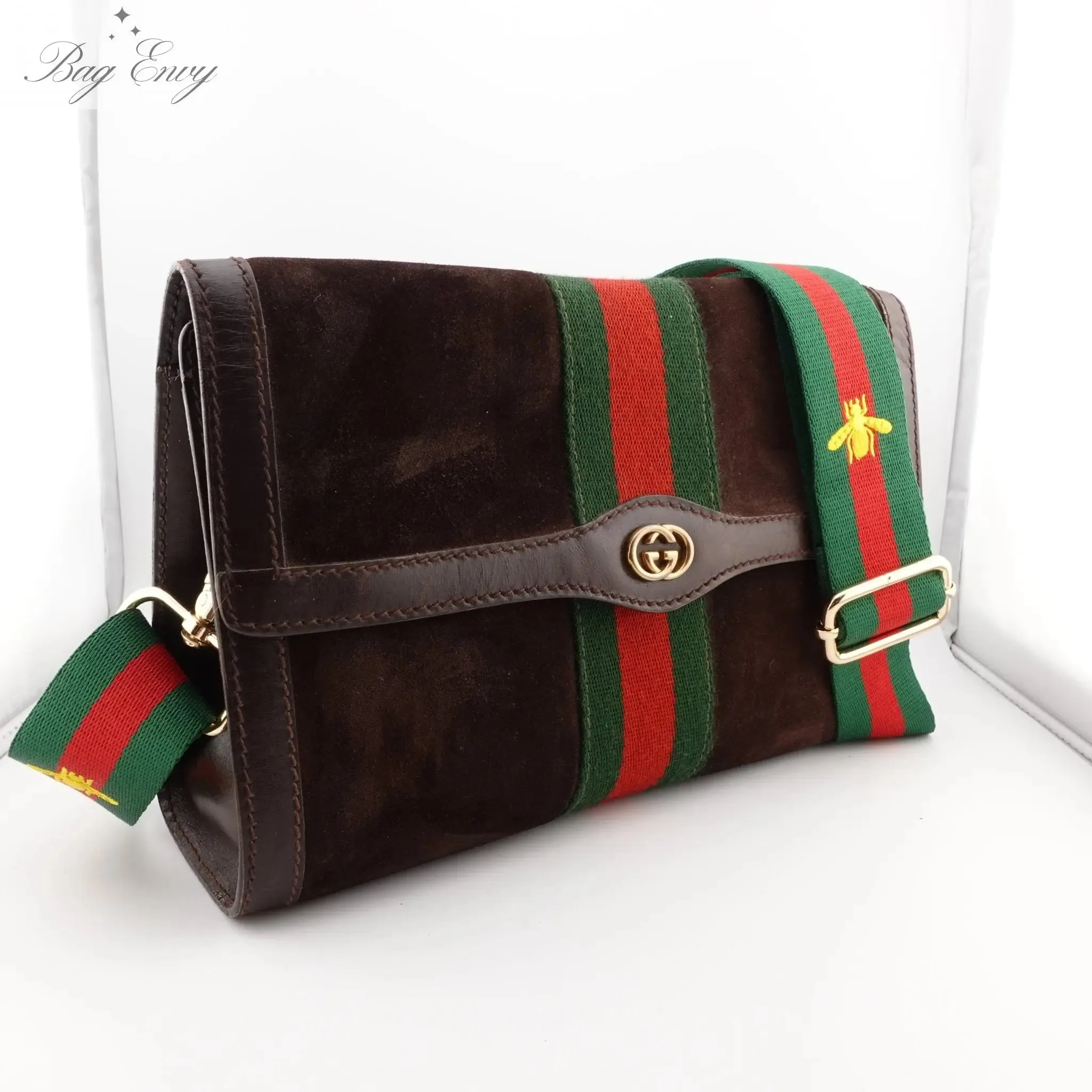 GUCCI Medium Suede Ophidia Clutch with Strap