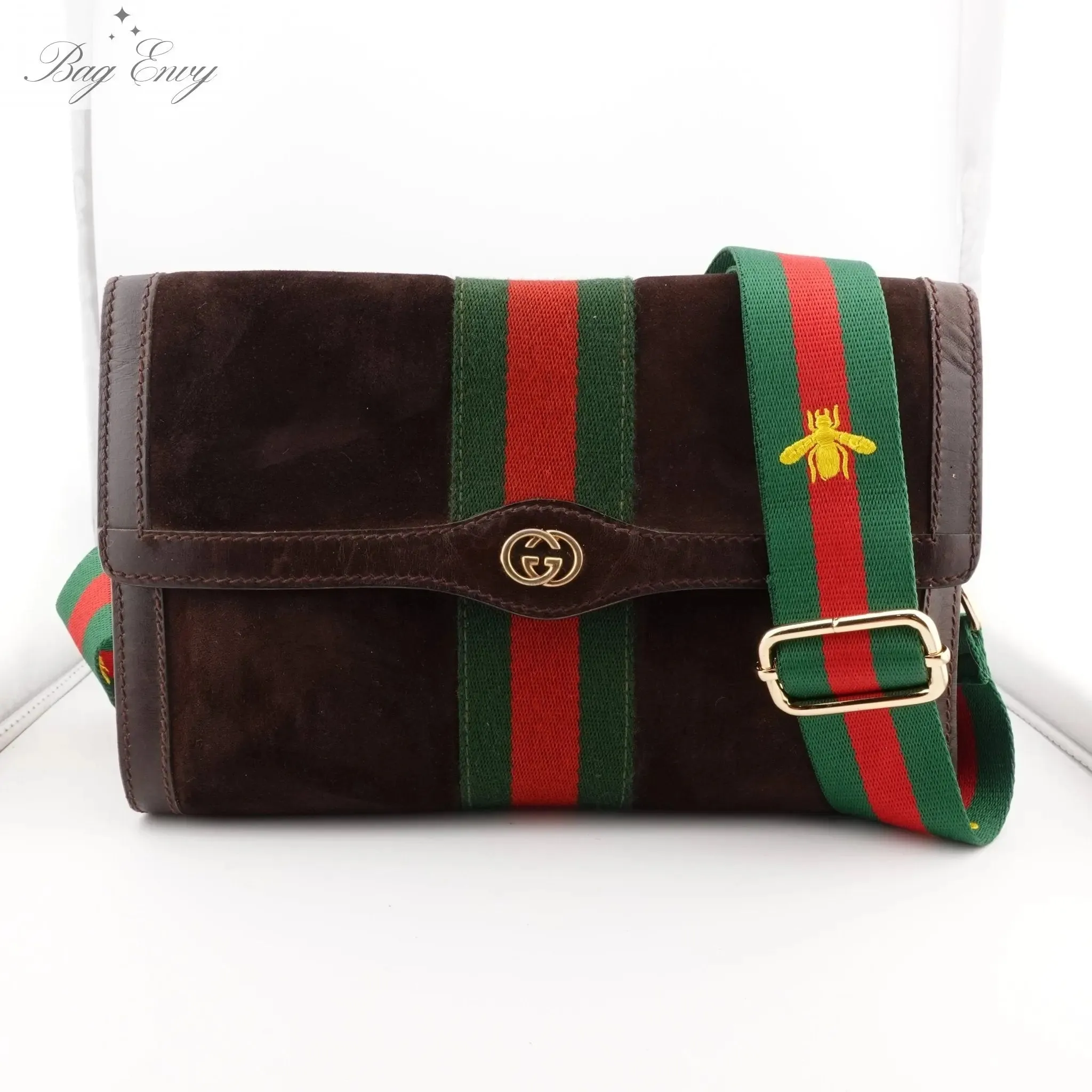 GUCCI Medium Suede Ophidia Clutch with Strap
