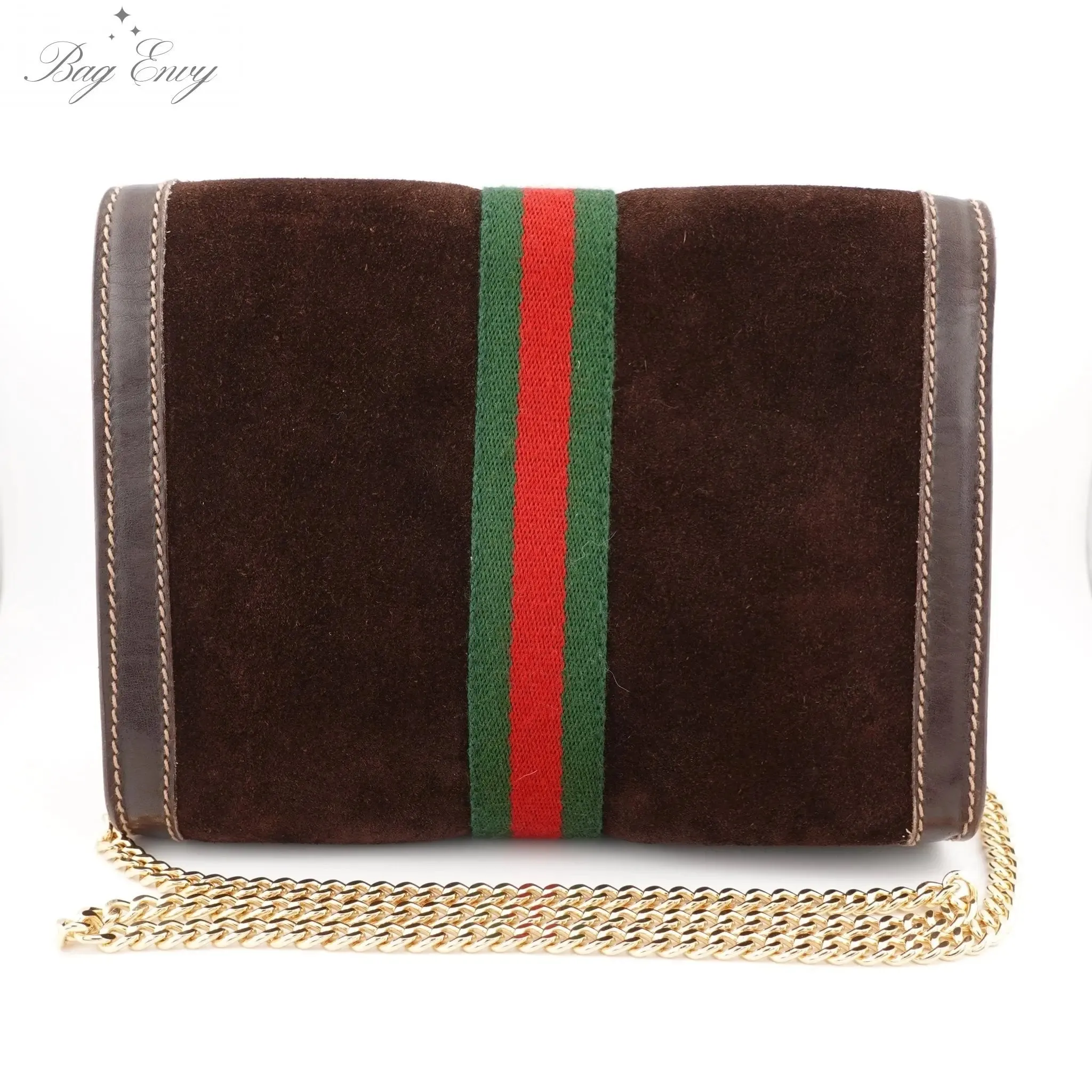 GUCCI Small Suede Ophidia Clutch with Chain