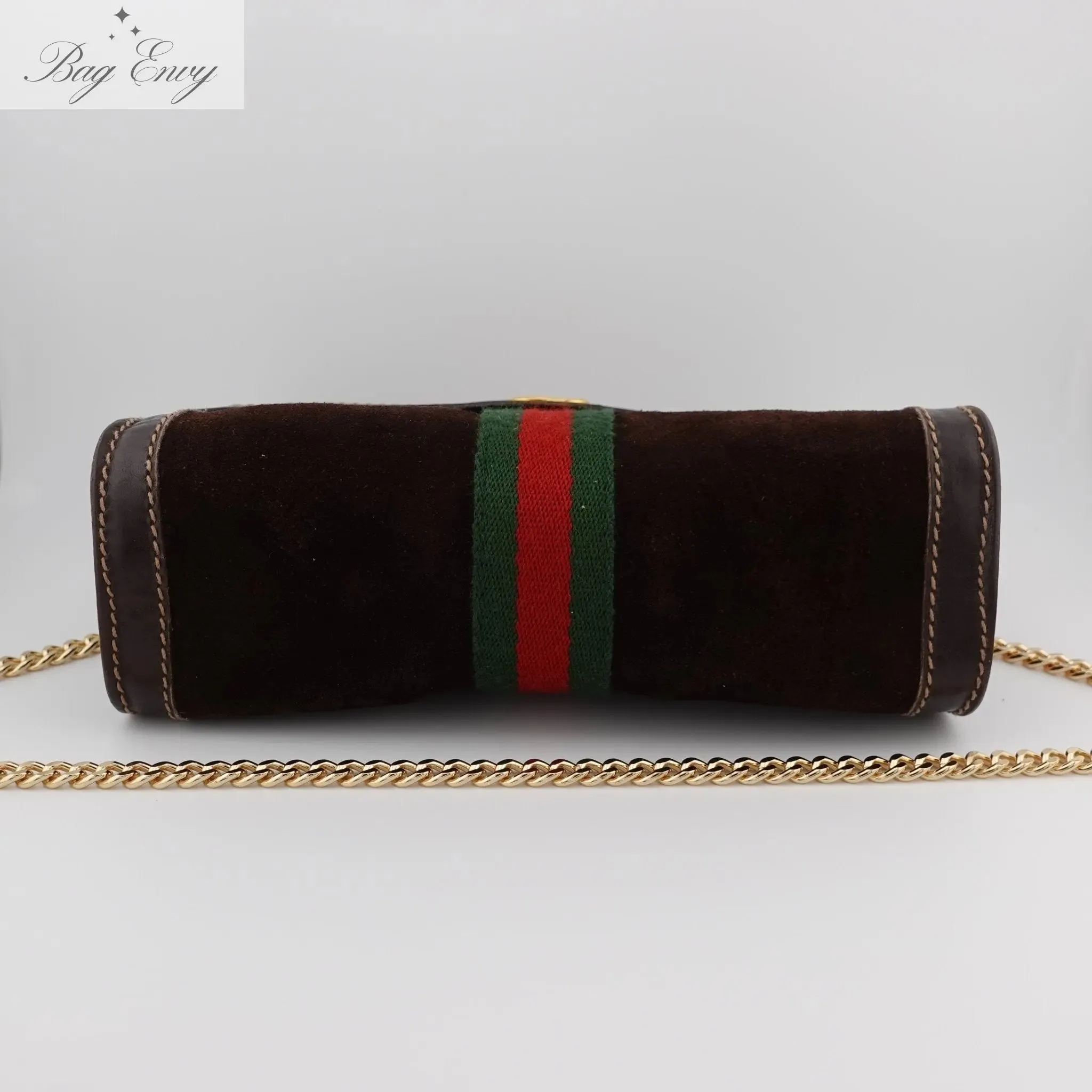 GUCCI Small Suede Ophidia Clutch with Chain