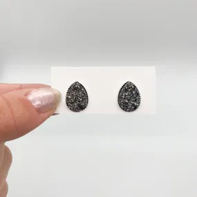 Gunmetal Teardrop Shape Stud Earrings