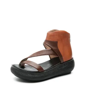 Handmade Color-Matching Wedge Strap Sandals