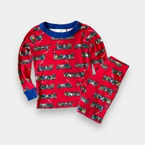 Hanna Andersson Red Train Pajamas 90 cm 3T
