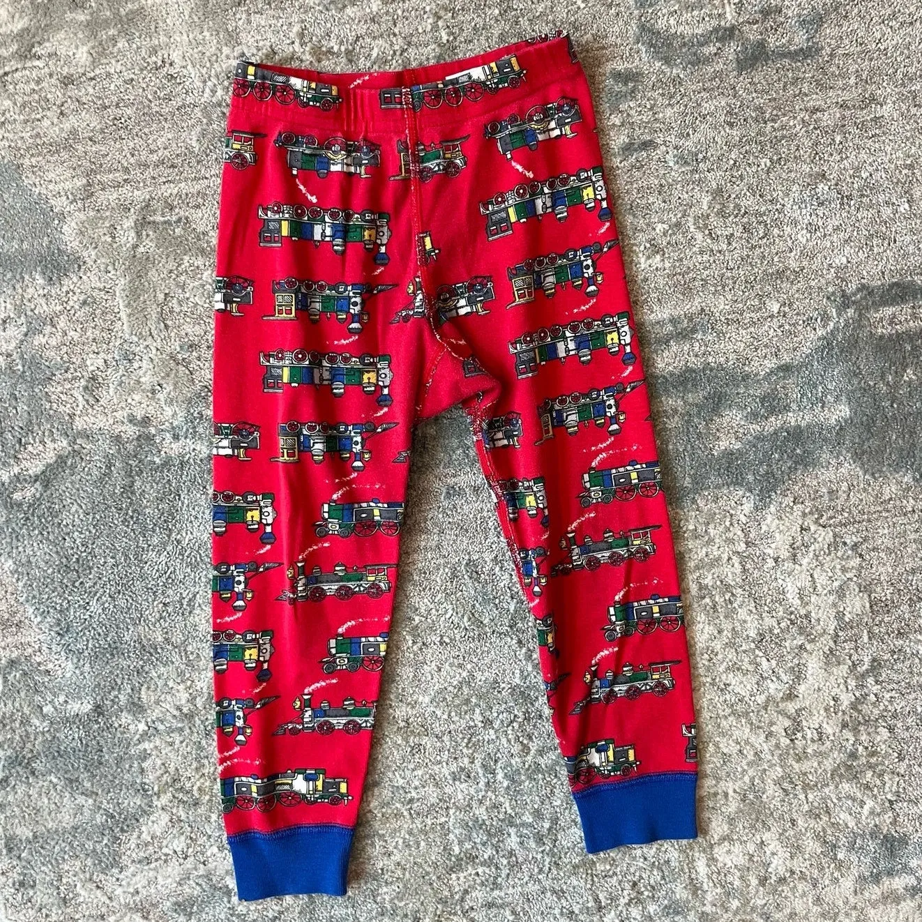 Hanna Andersson Red Train Pajamas 90 cm 3T