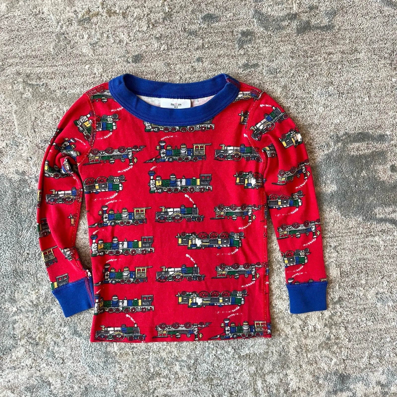 Hanna Andersson Red Train Pajamas 90 cm 3T