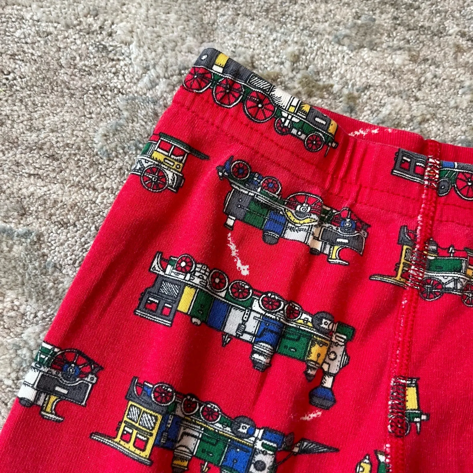 Hanna Andersson Red Train Pajamas 90 cm 3T