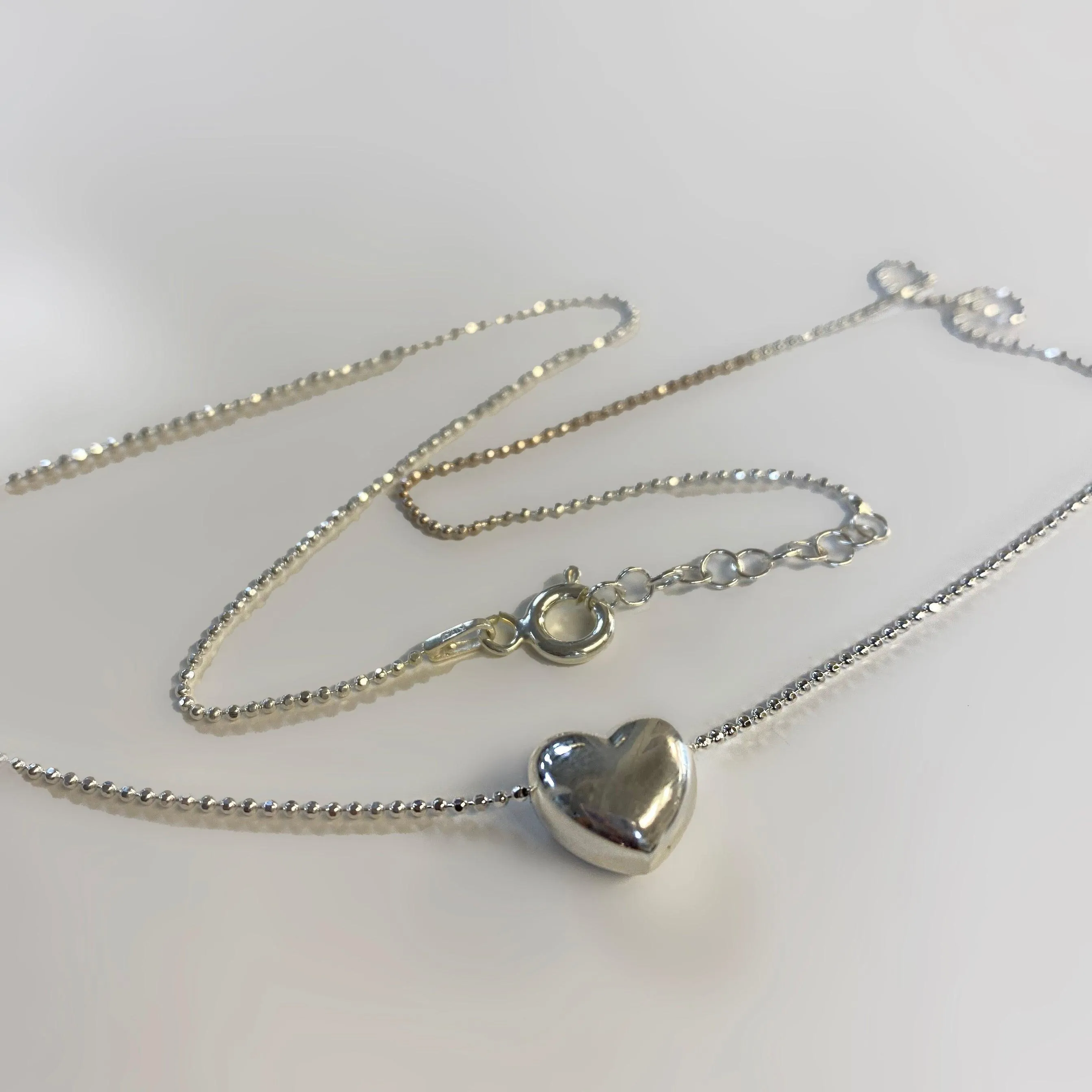 Italian Silver 3D Heart Pendant Necklace