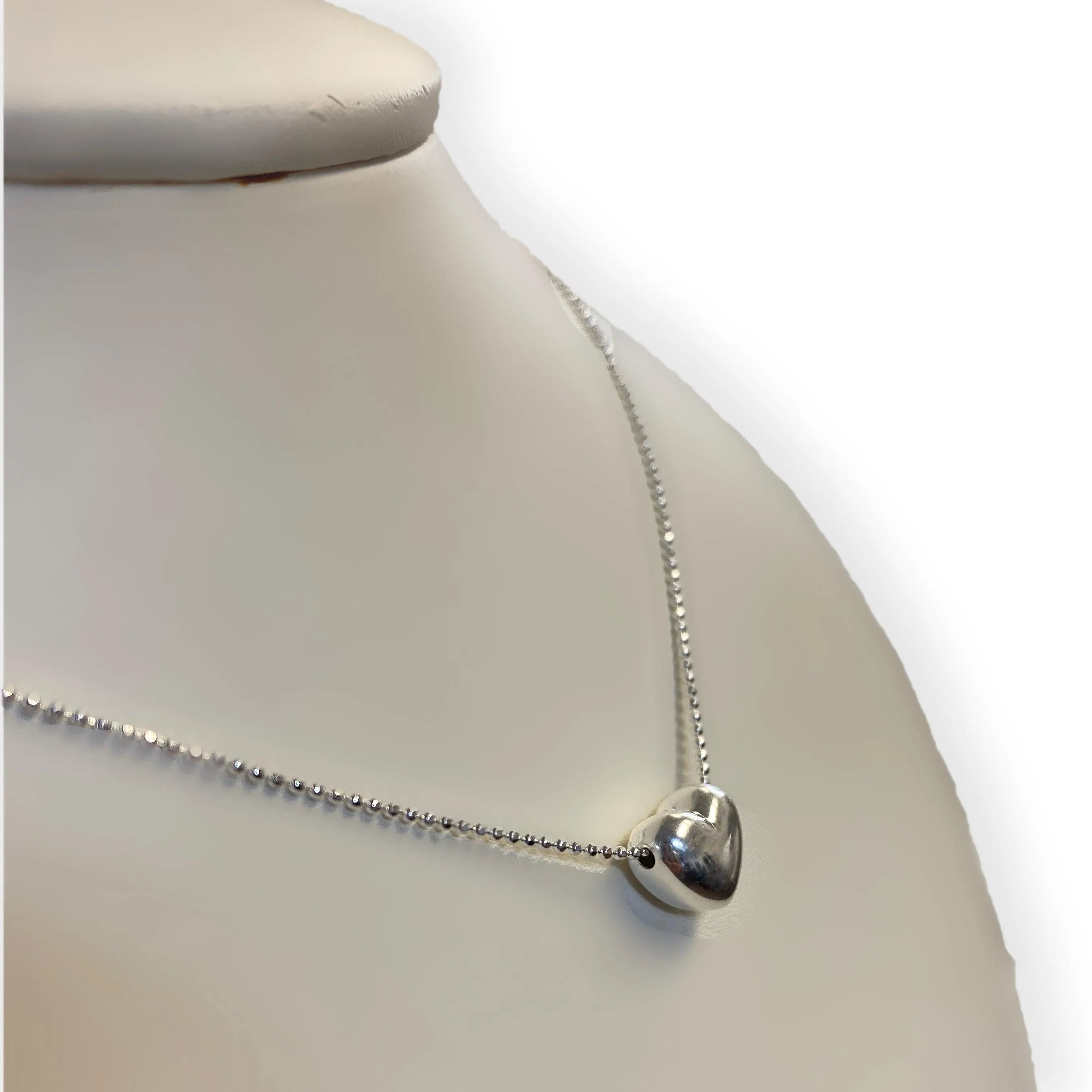 Italian Silver 3D Heart Pendant Necklace