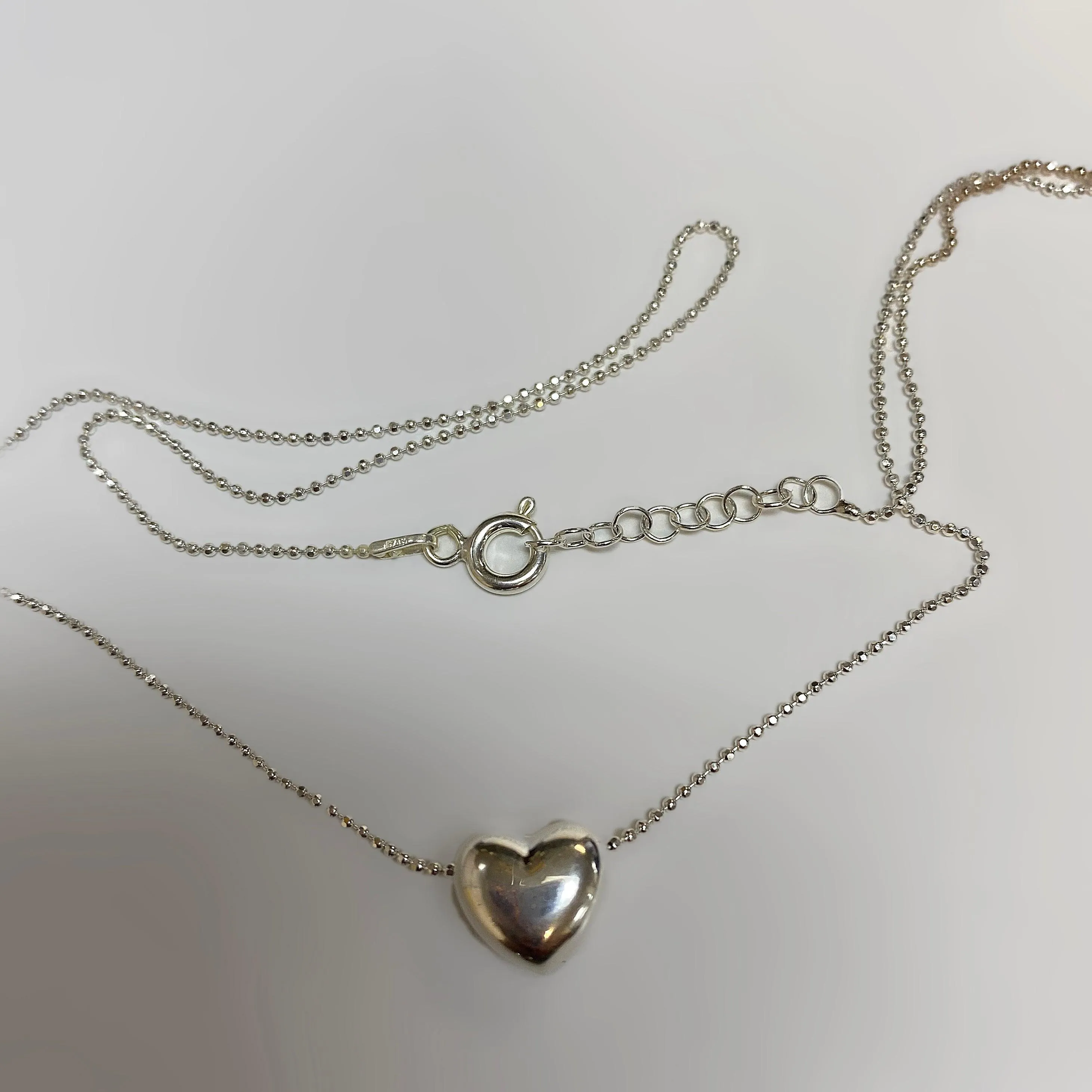 Italian Silver 3D Heart Pendant Necklace