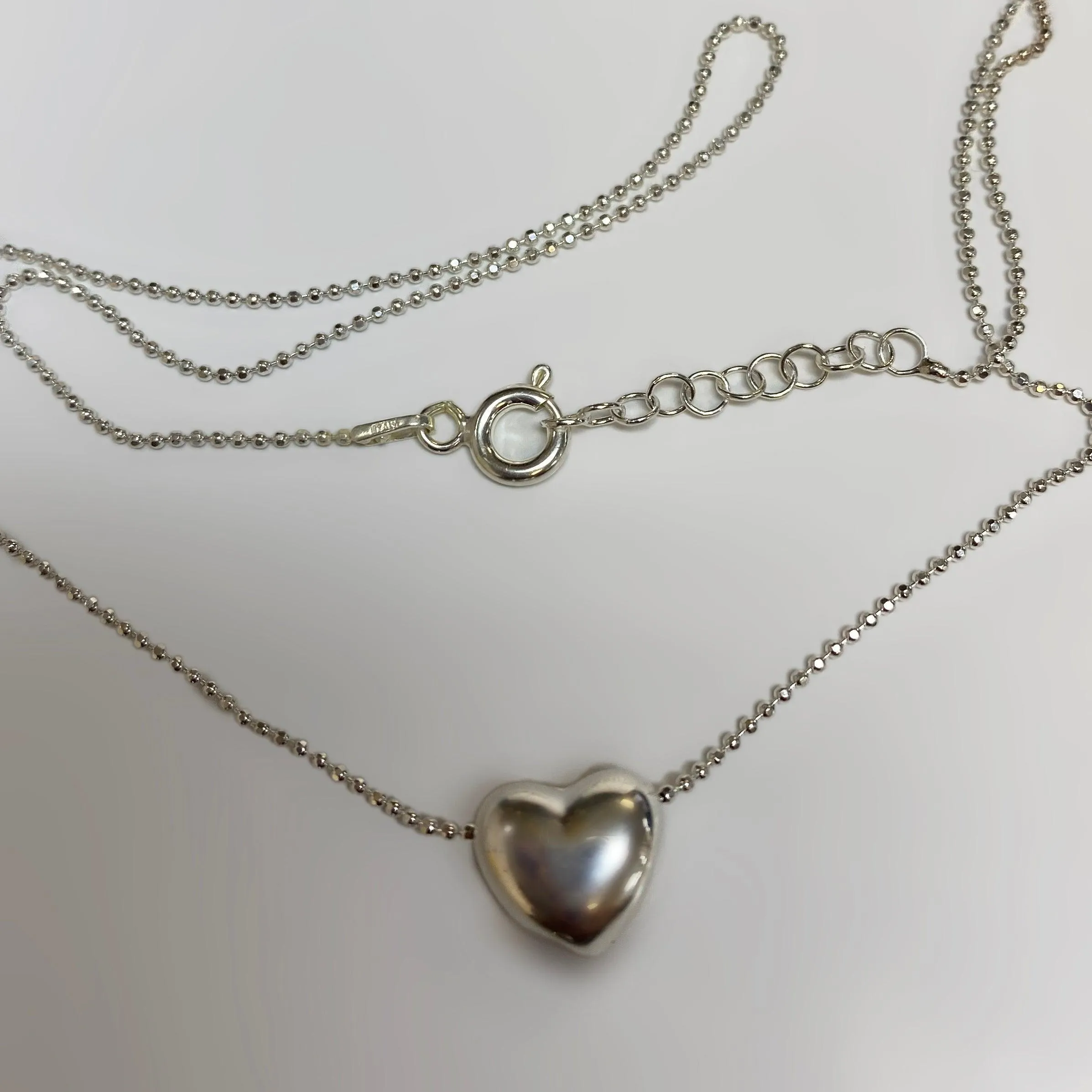 Italian Silver 3D Heart Pendant Necklace