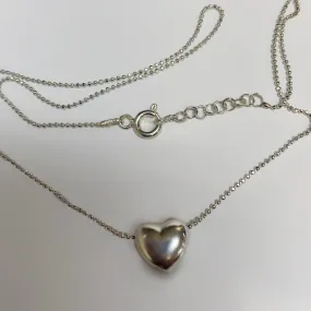 Italian Silver 3D Heart Pendant Necklace